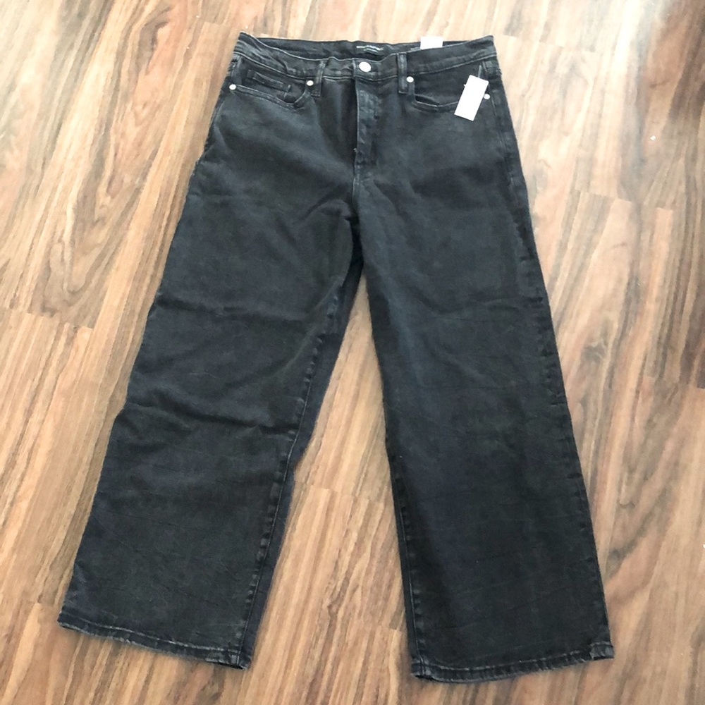 Banana Republic black high rise wide leg crop jean NWT